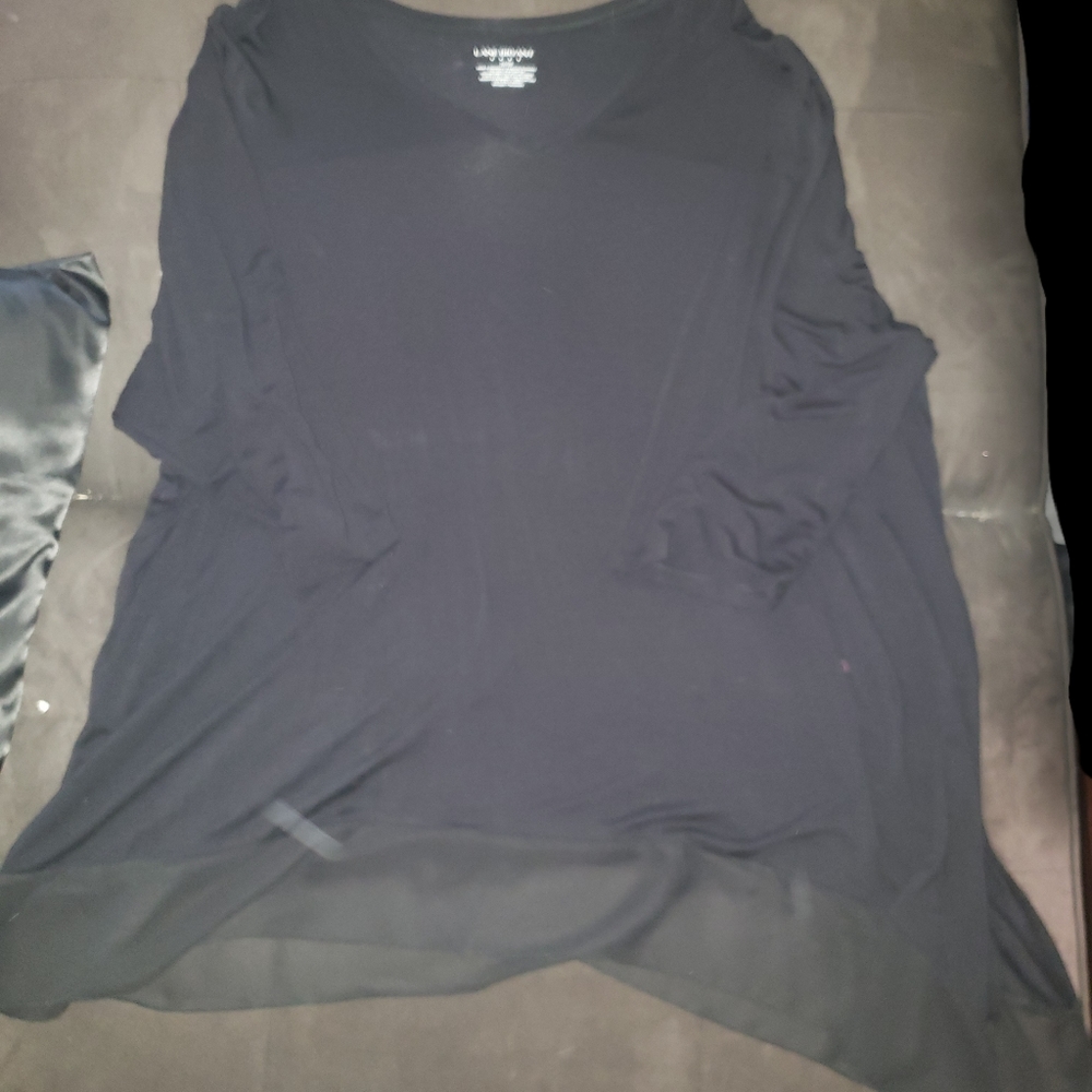 BLACK LONG SLEEVE TEE BLOUSE SZ 3X
